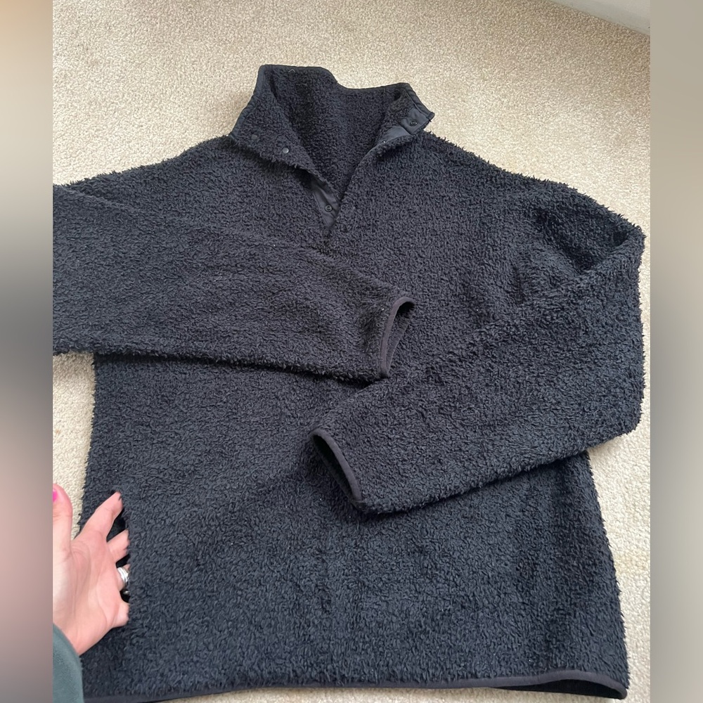 SKIMS cozy quarter snap pullover in black onyx